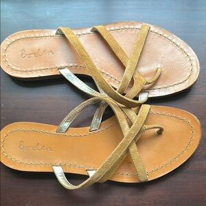 BODEN Tan Leather Sandals with gold lined Elegant Straps